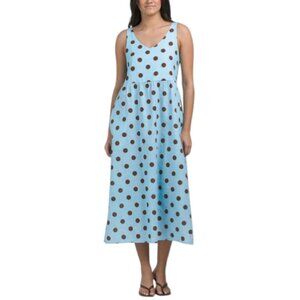 BELLAMBRA Made In Italy Linen Blend V-neck Printed Maxi Dress